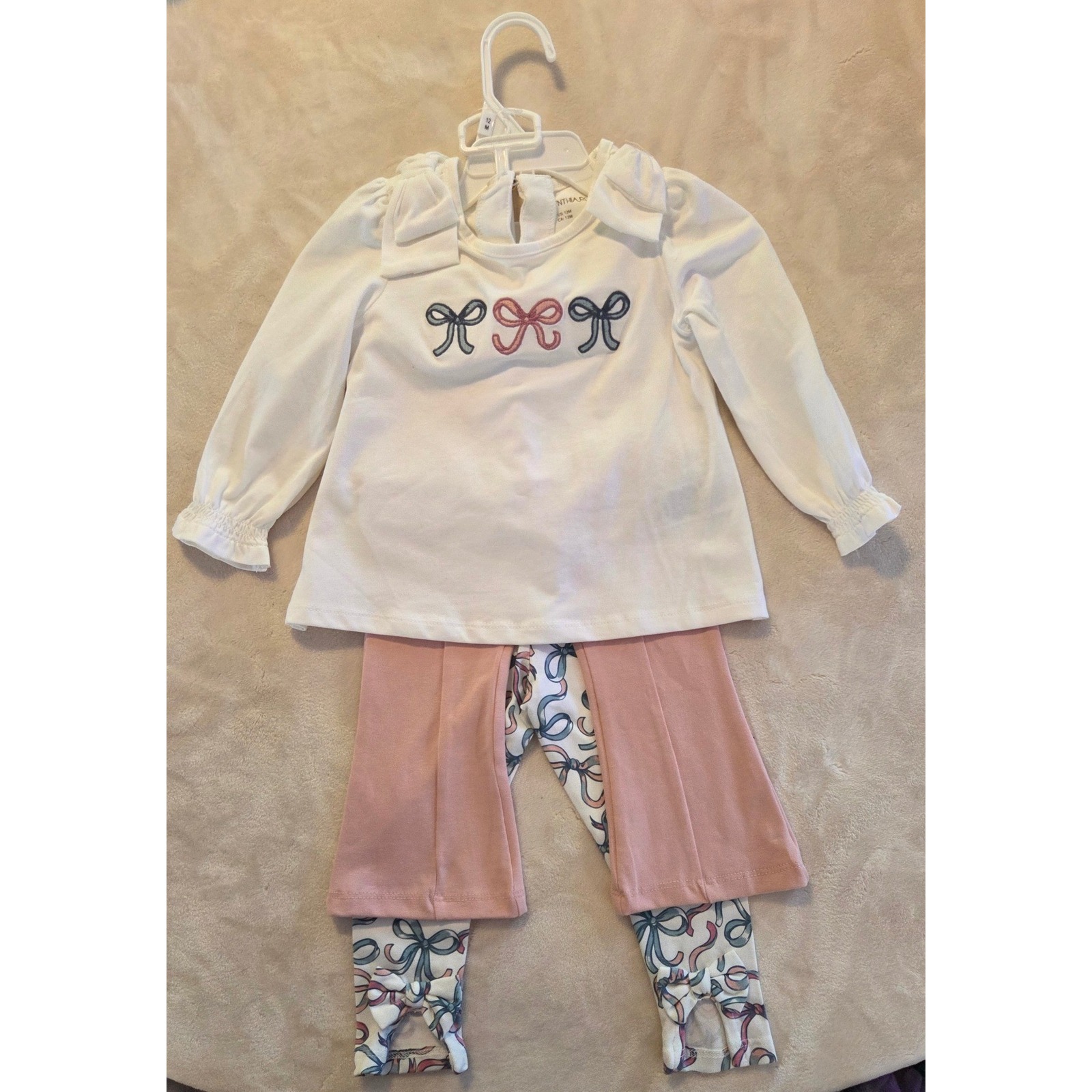 Nwt Cynthia Rowley Baby Girl 3pc Outfit Set 12m Bow Print